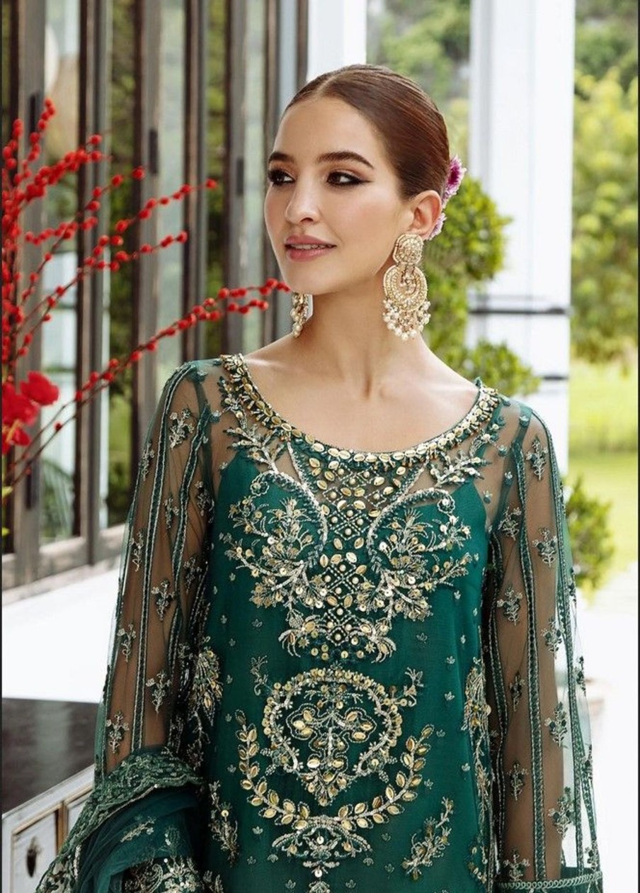 Salwar Kameez Meeral | Green Embroidered Pakistani Salwar Kameez