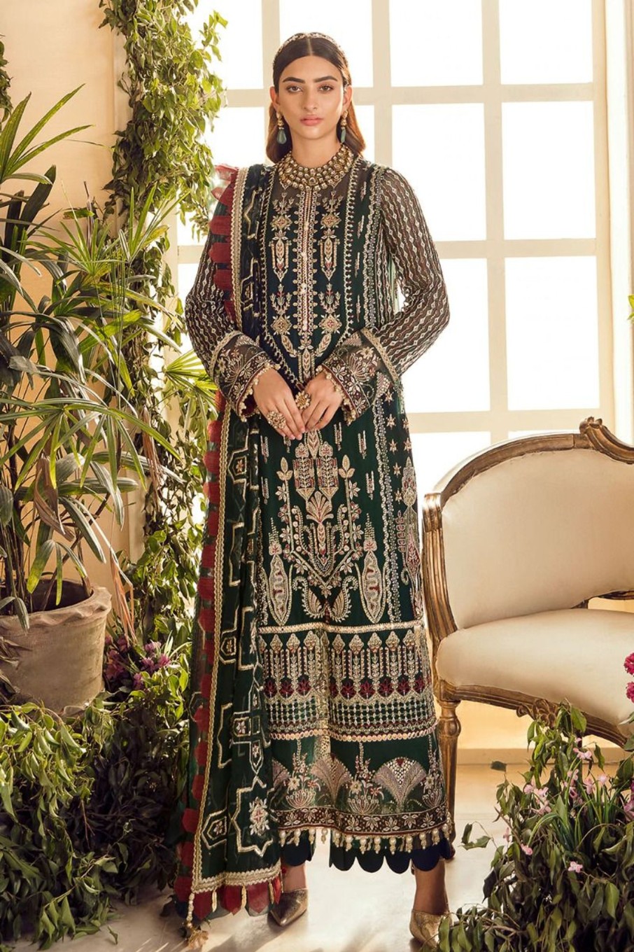 Salwar Kameez Afrozeh | Laurel Embroidered Pakistani Salwar Kameez