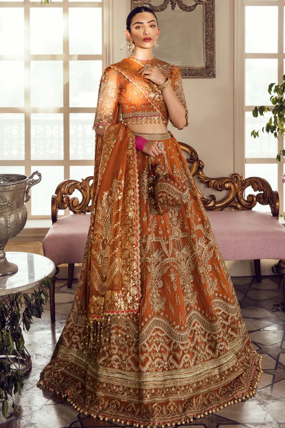 Lehengas Afrozeh | Oriana Embroidered Pakistani Lehenga