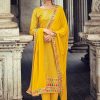 Salwar Kameez Senhora | Mustard Yellow Embroidered Straight Suit