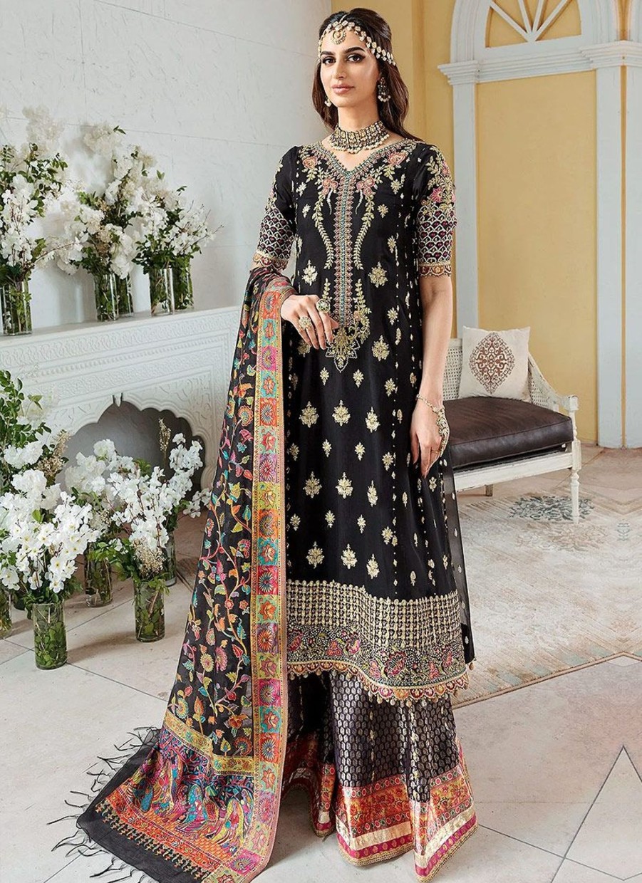 Salwar Kameez Noor | Midnight Embroidered Pakistani Palazzo Suit