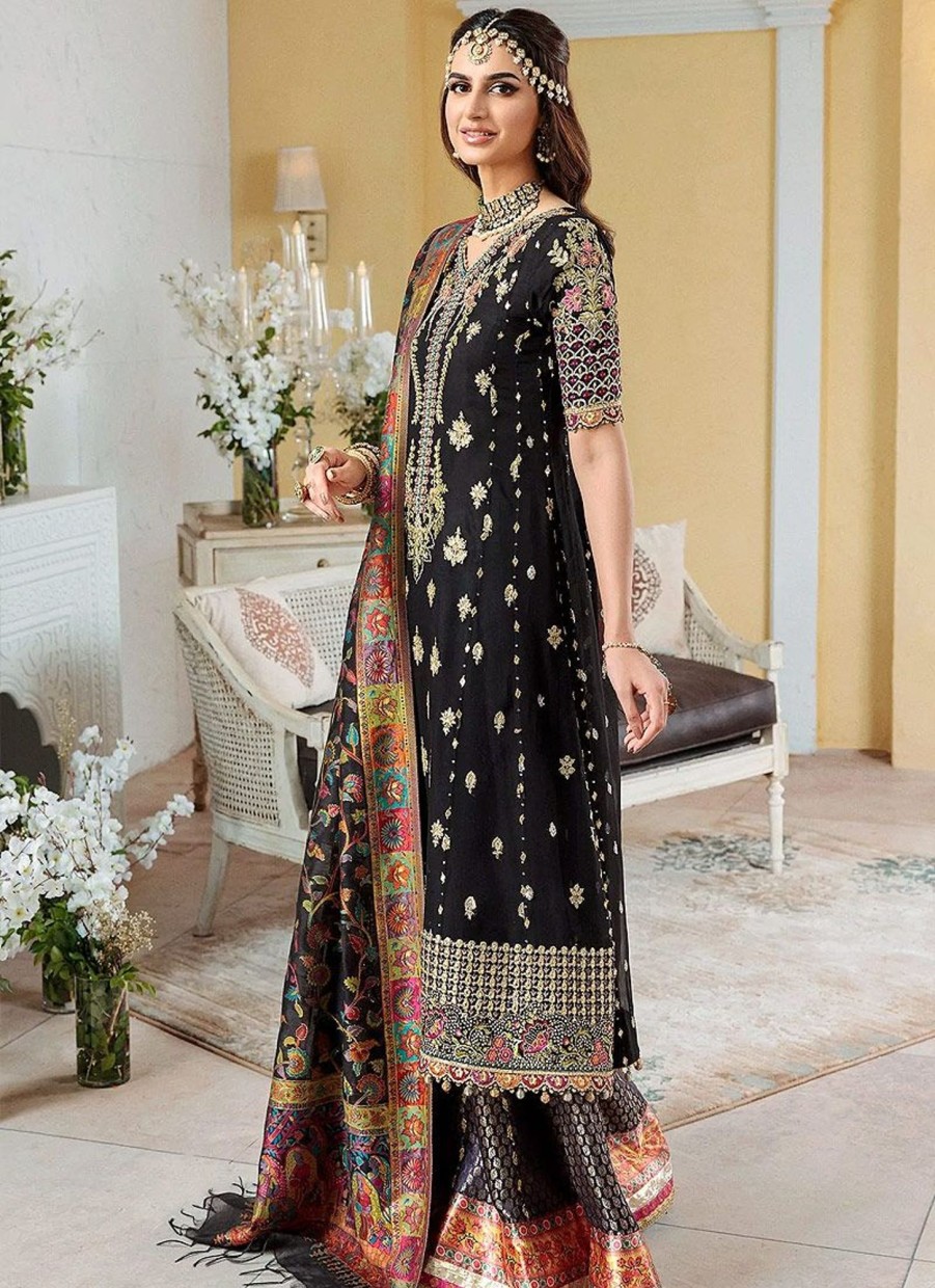 Salwar Kameez Noor | Midnight Embroidered Pakistani Palazzo Suit