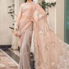 Sarees Maria.B | Peach And Grey Embroidered Pakistani Saree