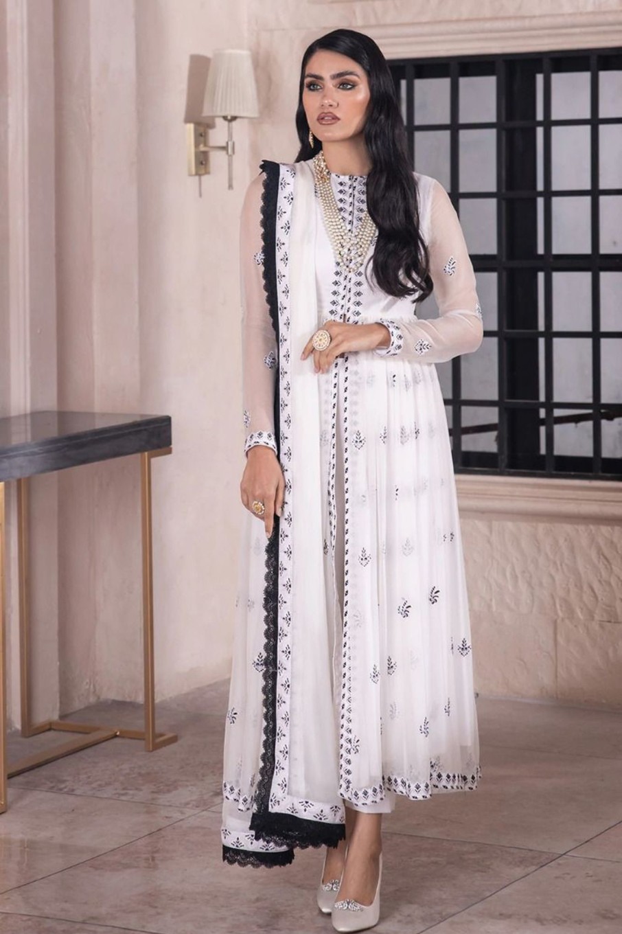 Salwar Kameez Afrozeh | Vasyl Embroidered Pakistani Anarkali