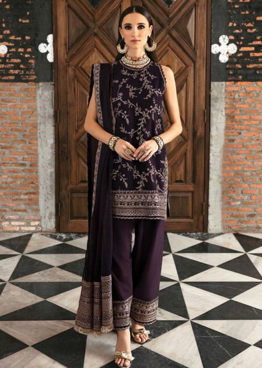 Salwar Kameez Alizeh | Mocha Embroidered Pakistani Salwar Kameez