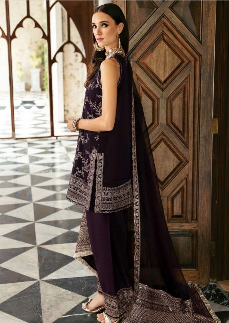 Salwar Kameez Alizeh | Mocha Embroidered Pakistani Salwar Kameez