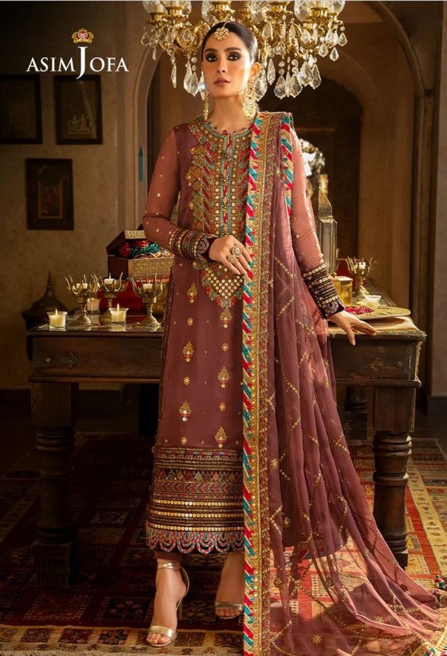 Salwar Kameez Asim Jofa | Velvet Festive Embroidered Pakistani Salwar Kameez