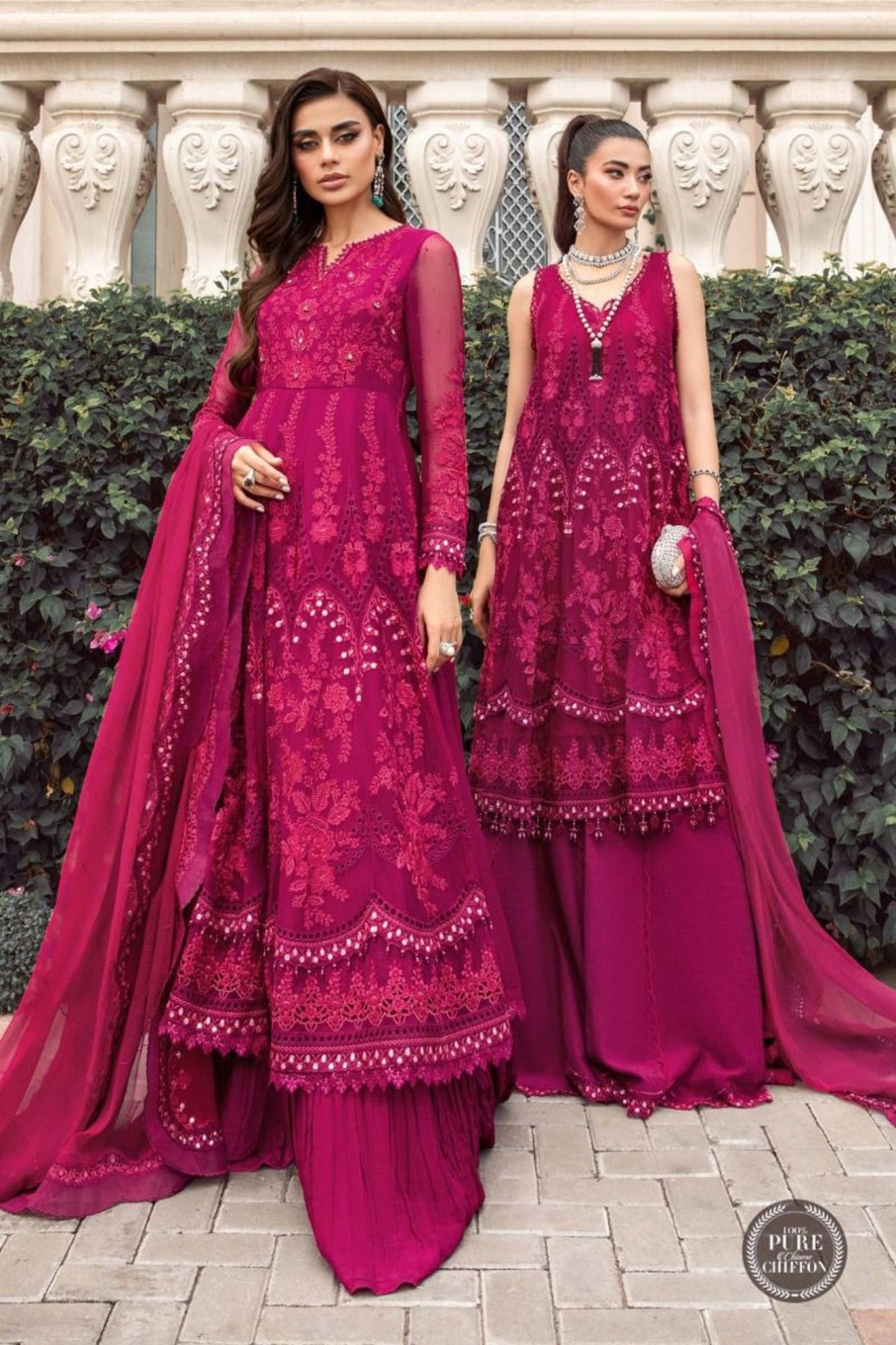 Salwar Kameez Maria.B | Magenta Pink Embroidered Pakistani Palazzo Suit