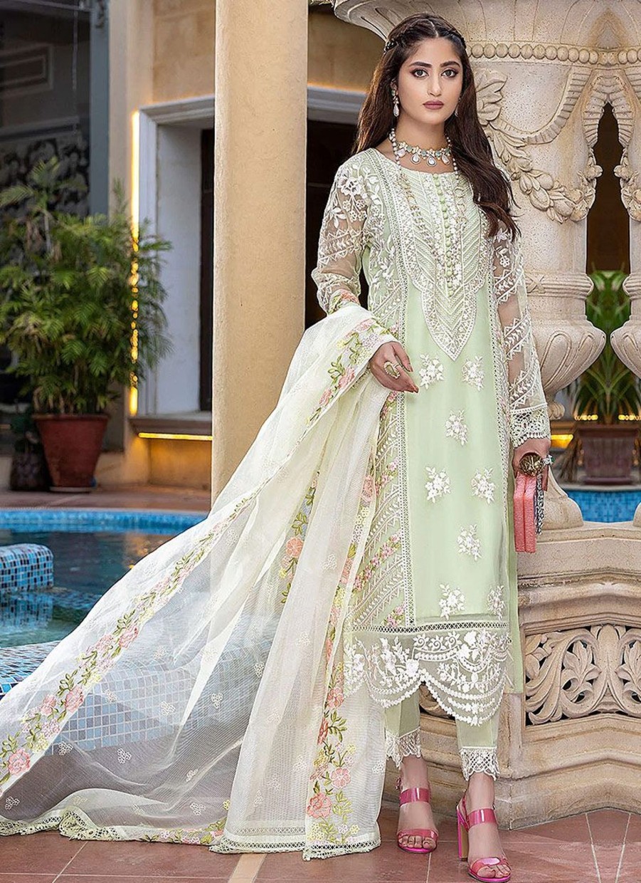 Salwar Kameez Azure | Floral Mint Embroidered Pakistani Salwar Kameez