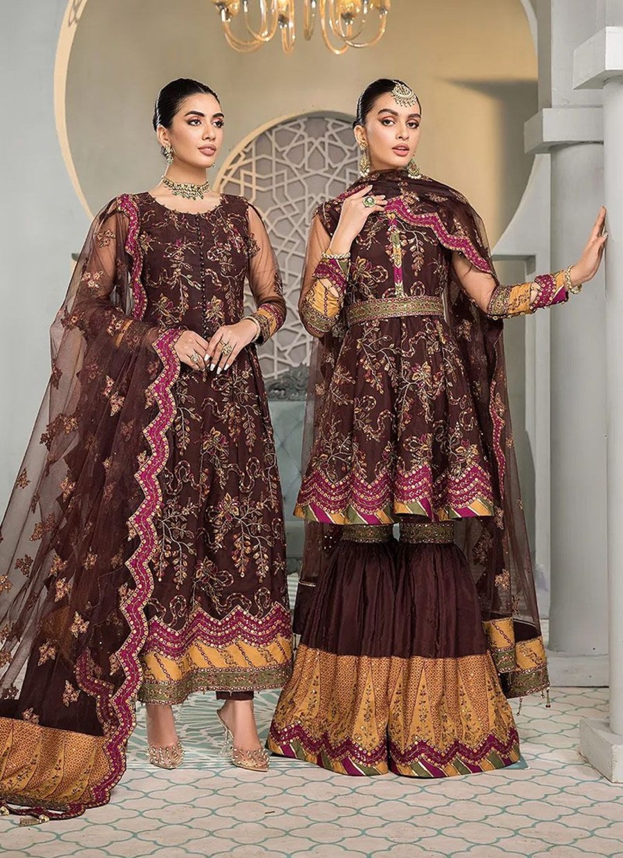 Salwar Kameez Alizeh | Rajwari Embroidered Pakistani Salwar Kameez/ Gharara Suit