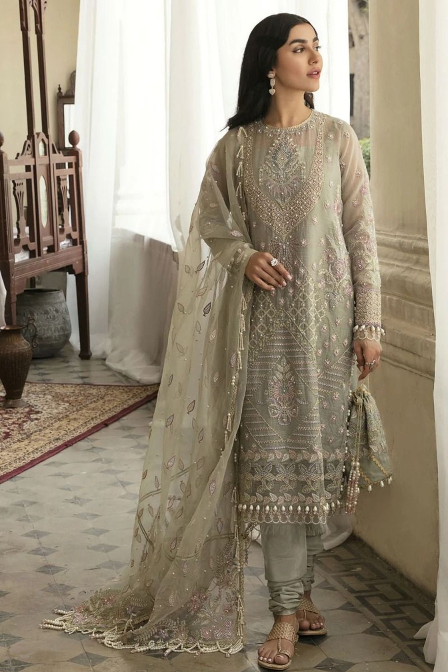 Salwar Kameez Afrozeh | Naghmana Embroidered Pakistani Salwar Kameez