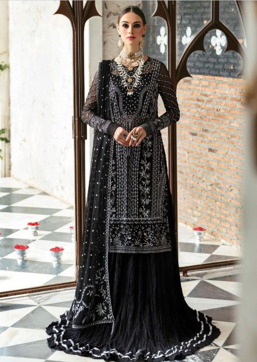 Salwar Kameez Alizeh | Mystic Noir Embroidered Pakistani Palazzo Suit