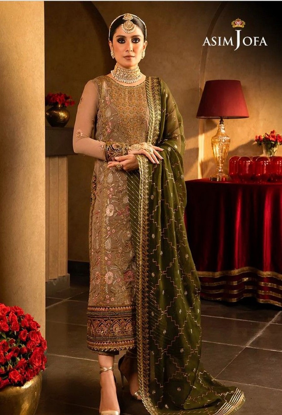 Salwar Kameez Asim Jofa | Velvet Festive Embroidered Pakistani Salwar Kameez