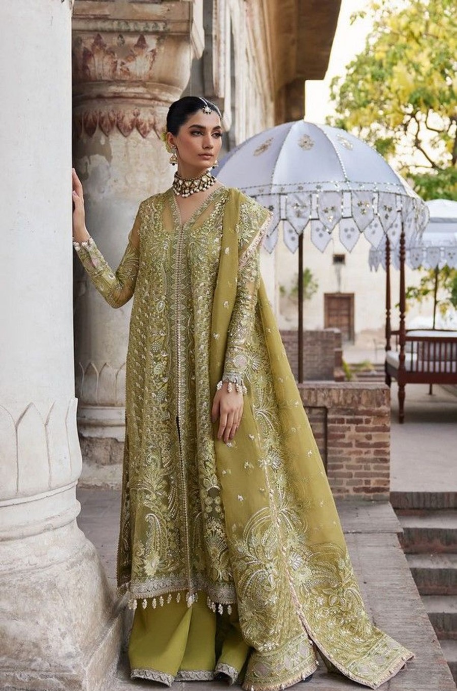 Salwar Kameez Afrozeh | Shehnaz Embroidered Pakistani Gown